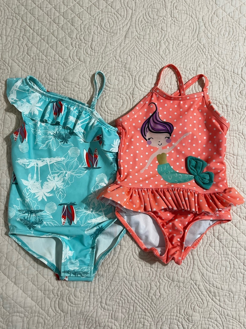 Carter's Kids One-Piece Swimsuit - Teal with Red & orange with mermaid